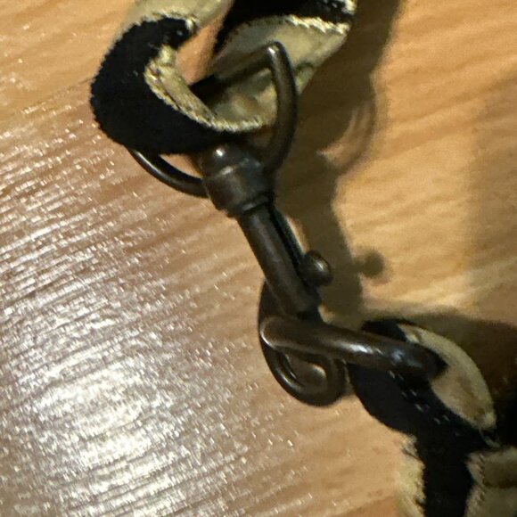 ZARA Crossbody Handbag Boho Wooden Handles Embroidered Fabric Black Tan Purses - Picture 9 of 14